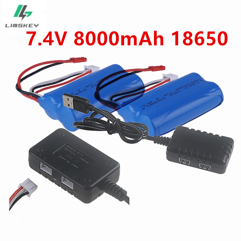 Rc Helicopter Charger - แบตเตอรี่อัพเกรด 7.4V 18650 8000MAH สำหรับรีโมทคอนโทรล เฮลิคอปเตอร์
